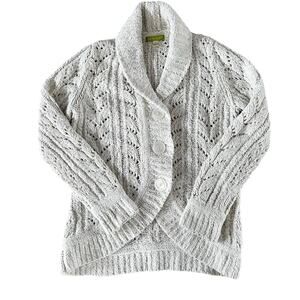 Sigrid Olsen Cream Chunky Chenille Shawl Cardigan - Size S - Coastal Grandmother